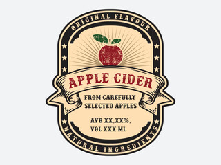 Apple Cider Retro Label Illustration Vector