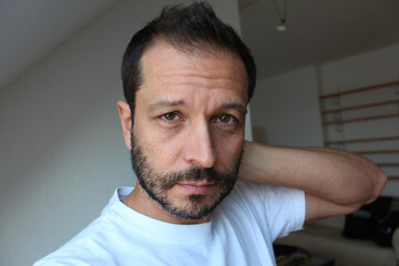 Fototapeta premium portrait of a man waking up