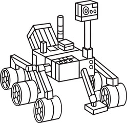 Curiosity Mars Rover Isolated Coloring Page  - obrazy, fototapety, plakaty