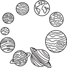 Solar System Isolated Coloring Page for Kids