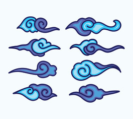 circular engraved cloud illustration in full blue