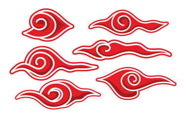 flat vector with circular pattern shape, red clouds