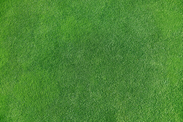 Ein grüner, englischer Rasen in einem Fußballstadion als Hintergrund. 