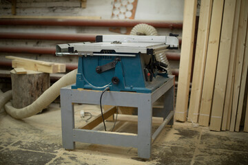 Board sawing machine. Joinery. Electrical equipment in garage.