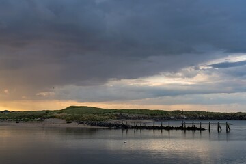 sunset over the beach