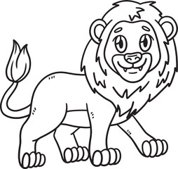Lion Animal Isolated Coloring Page for Kids
