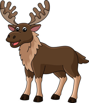Moose Animal Cartoon Colored Clipart Illustration