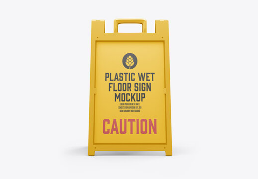 Warning Wet Floor Sign Mockup