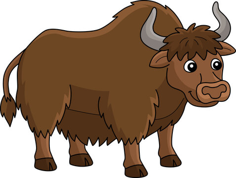 Yak Animal Cartoon Colored Clipart Illustration