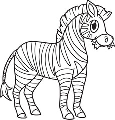 Fototapeta na wymiar Zebra Animal Isolated Coloring Page for Kids