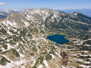 Obraz premium Aerial view of Pirin Mountain near Kremenski lakes, Bulgaria