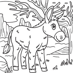 Donkey Animal Coloring Page for Kids