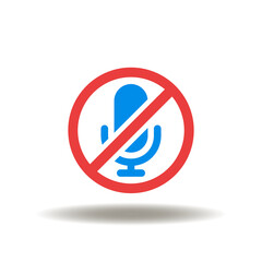 Vector illustration of microphone with stop sign. Icon of NDA Non-Disclosure Agreement. Symbol of no prohibition espionage and spy.