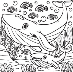 Whale Animal Coloring Page for Kids