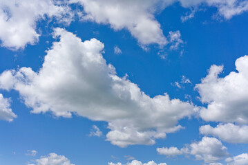 Naklejka na ściany i meble Blue sky and white clouds. Wide angle