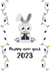 New Year's card with a rabbit