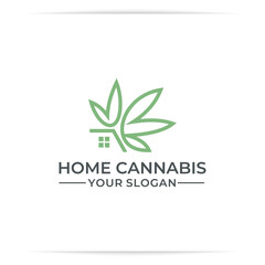 marijuana roof or cannabis power logo design vector, home cannabis, lab, science