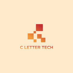 C letter tech logo icon vector image