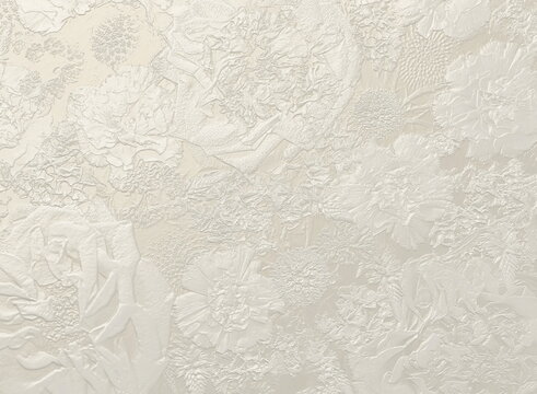 Embossed silver flower background. 3D illustration. 3D rendering