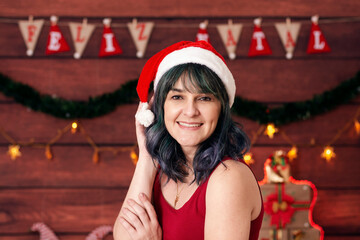 young brazilian woman portrait message merry christmas