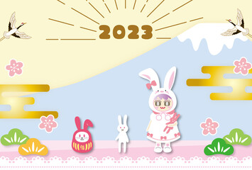 2023年 卯年 年賀状 うさぎ 背景素材