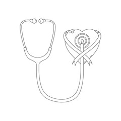 stethoscope love symbol icon for breast cancer day