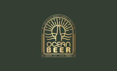 Beer ocean vector icon. Luxury style vector illustration logo design