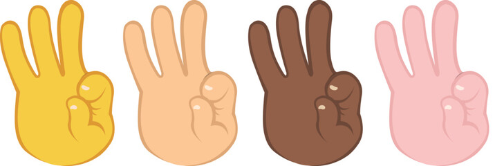 Vector illustration of hands of different colors making an ok or perfect gesture
