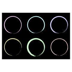 Round frame set. Circle frame set. Watercolor brush texture. Vector illustration. stock image.