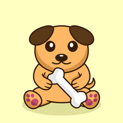 Vector premium illustration of cute dog carrying a bone