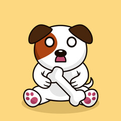 Vector premium illustration of cute dog carrying a bone