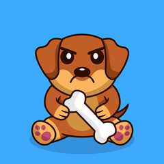 Obraz premium Vector premium illustration of cute dog carrying a bone