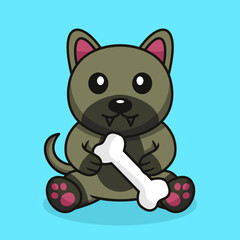 Vector premium illustration of cute dog carrying a bone