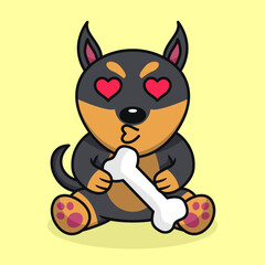 Vector premium illustration of cute dog carrying a bone