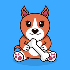 Vector premium illustration of cute dog carrying a bone