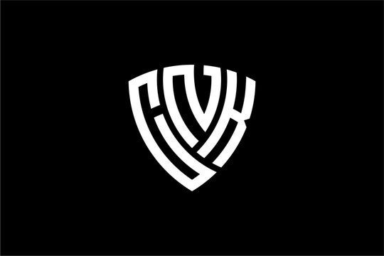 CNK creative letter shield logo design vector icon illustration
