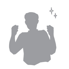 一生懸命励まし応援するシルエットの男性　グレー