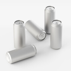 0.5 aluminum cans are on the table. Brochure, catalogue, advertising, presentation. 3d mockup, render