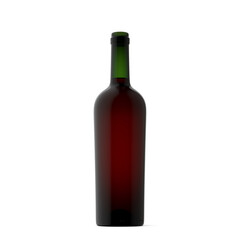 Mockup. Clean red wine bottle with screw cap isolated on white background. 3d illustration