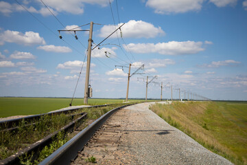 Railway track on steel bridge -shallow depth of field