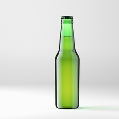 3d illustration. Bottles of beer floats above the table. Isolation, shadow. Mockup, presentation, advertising. 3d render