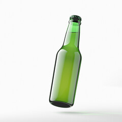 3d illustration. Bottles of beer floats above the table. Isolation, shadow. Mockup, presentation, advertising. 3d render