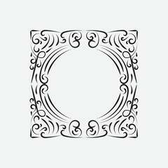 Decorative frame. Retro ornamental frame, vintage rectangle ornament and ornate border. Decorative wedding frame, antique museum picture border or deco devider. Isolated icon