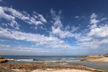 Clouds in the sky over the Mediterranean Sea.