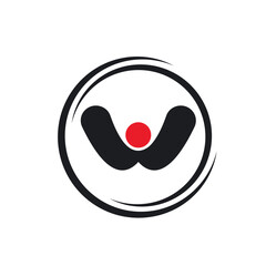 circle w letter people vecor icon concept design template