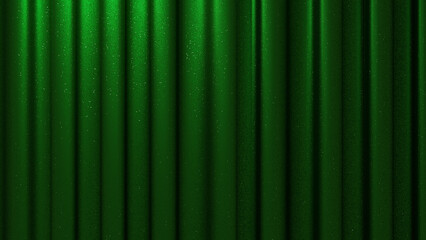 ラメ生地のように輝く緑色のカーテン（光線なし）