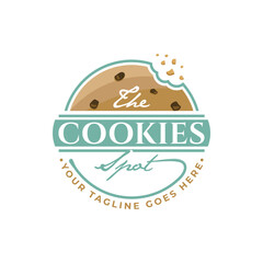 Circular sweet cookies homemade logo vintage emblem  vector design premium quality isolated in pastel color