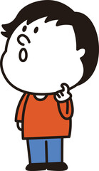考え事をしている子供のイラスト素材