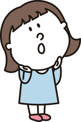 考え事をしている子供のイラスト素材