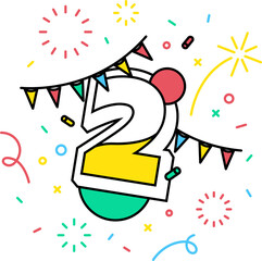 Number 2 with festive theme banner.